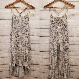 Eloise Off-White and Black Floral Pattern High-Low Dress, Size L